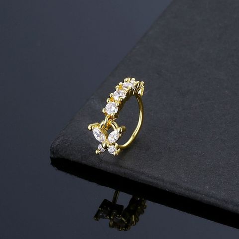 Simple Style Butterfly Copper Inlay Zircon Nose Ring
