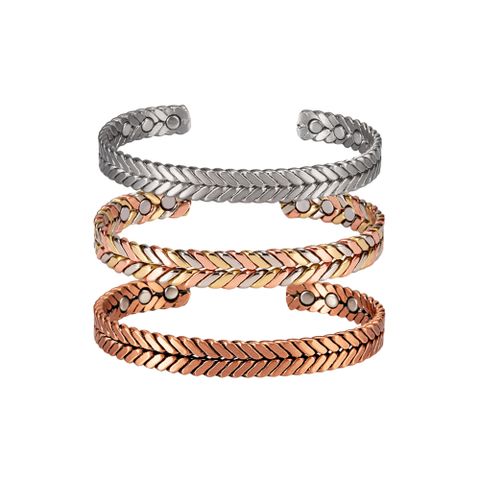 Simple Style Solid Color Magnetic Material Copper Magnetic Women's Bangle