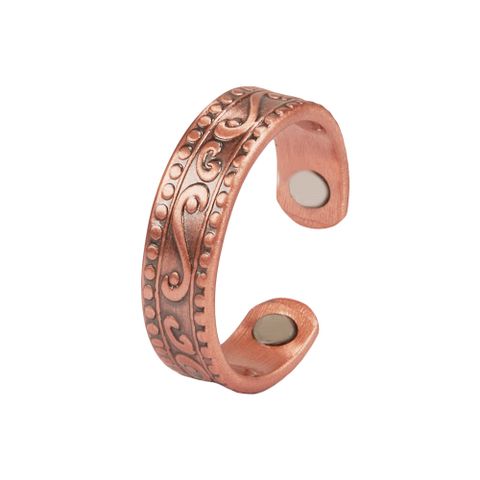 Retro Solid Color Copper Magnetic Unisex Open Rings