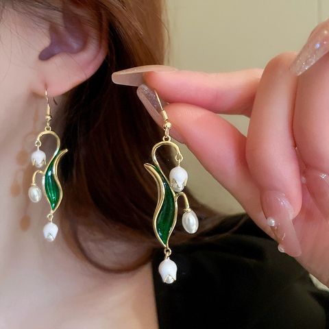 Elegant Vintage Style Geometric Artificial Pearl Alloy Tassel Plating Women's Drop Earrings