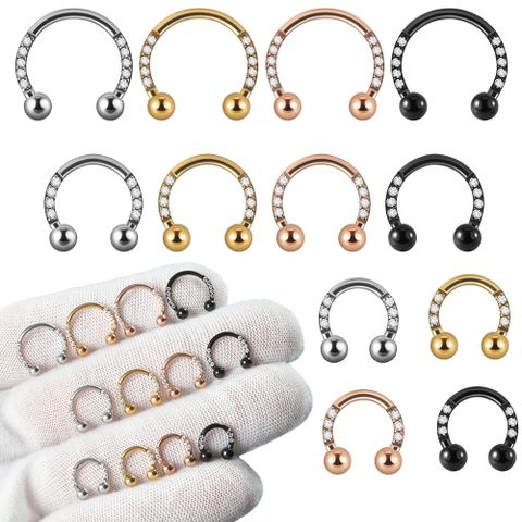 Vacation U Shape Stainless Steel Plating Zircon Nose Ring