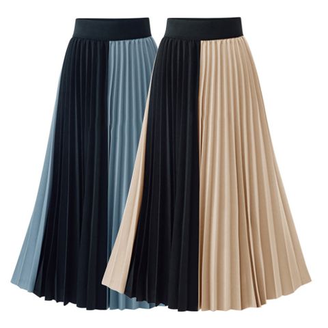 2023 Summer Women's Large Swing Skirt Color Matching Pleated Skirt Pleated Slim Fit Patchwork Skirt Jr2253