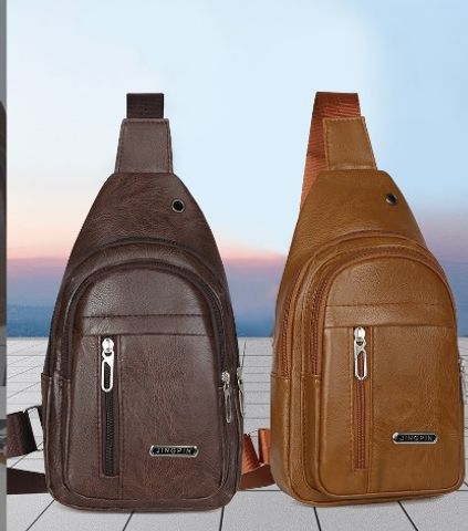 Men's Vintage Style Solid Color Pu Leather Waterproof Waist Bags