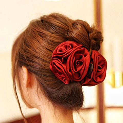 Women's Simple Style Flower Cloth Handmade Hair Claws