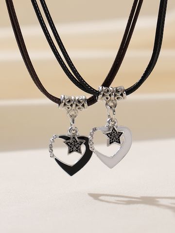 Classic Style Streetwear Heart Shape Butterfly Key Zinc Alloy Inlay Rhinestones Unisex Pendant Necklace