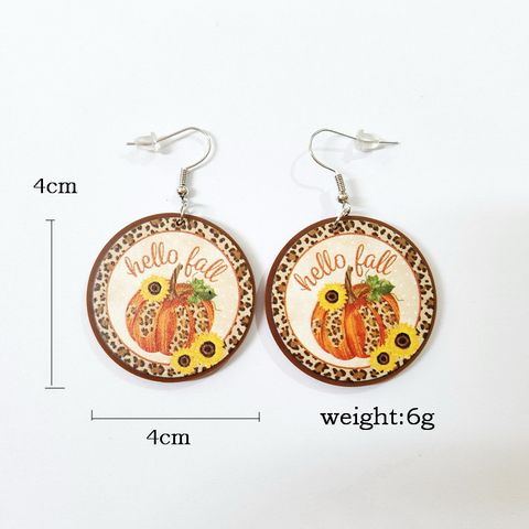 1 Pair Funny Pumpkin Printing Arylic Drop Earrings