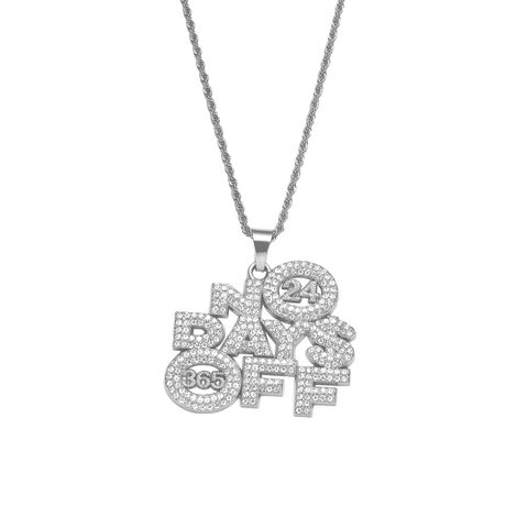 Hip-hop Letter Stainless Steel Alloy Inlay Rhinestones Unisex Pendant Necklace