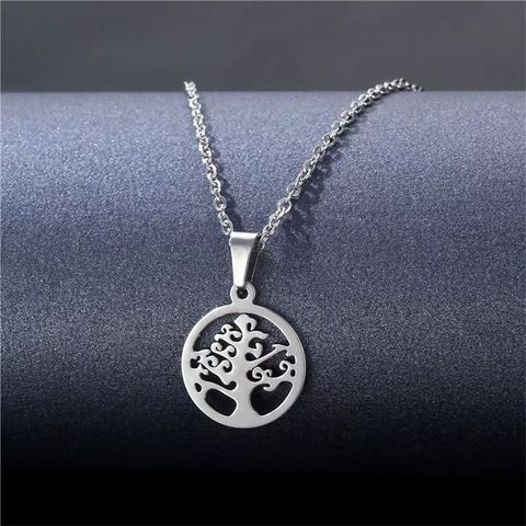 Stainless Steel Sweet Plating Bc1035 Lucky Tree Pendant Necklace