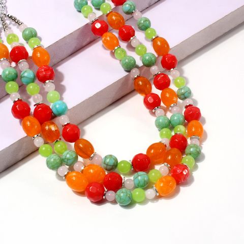 Simple Style Round Plastic Resin Beaded Women's Necklace