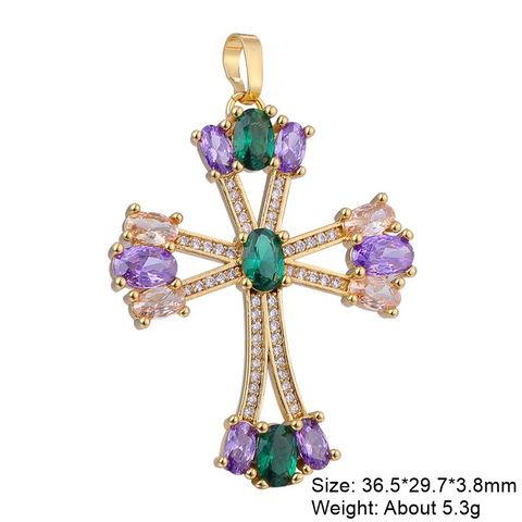 Casual Elegant Classic Style Cross Copper Plating Inlay Zircon 18k Gold Plated White Gold Plated Charms