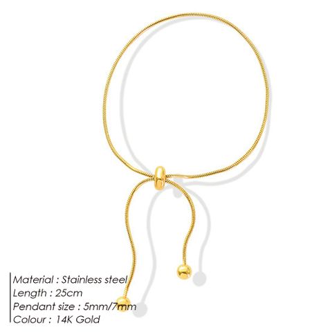 Simple Style Solid Color Stainless Steel 14k Gold Plated Bracelets In Bulk