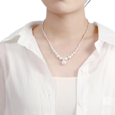 Elegant Round Imitation Pearl Beaded Women's Necklace