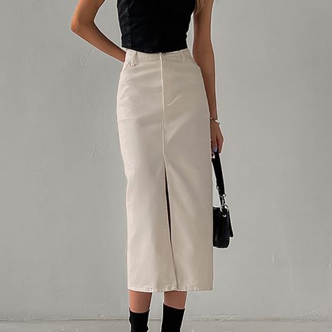 Summer Fashion Solid Color Cotton Midi Dress Skirts
