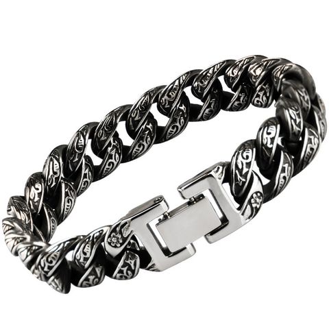 Hip-hop Retro Printing Alloy Copper Plating Ancient Silver-plated Unisex Bracelets