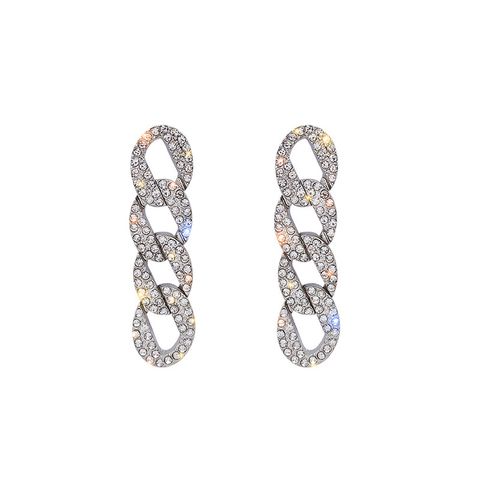 1 Piece Artistic Chain Plating Inlay Alloy Rhinestones Silver Plated Drop Earrings