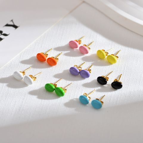1 Pair Simple Style Solid Color Enamel Freshwater Pearl Ear Studs