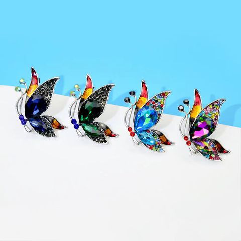 Elegant Insect Butterfly Alloy Inlay Glass Unisex Brooches