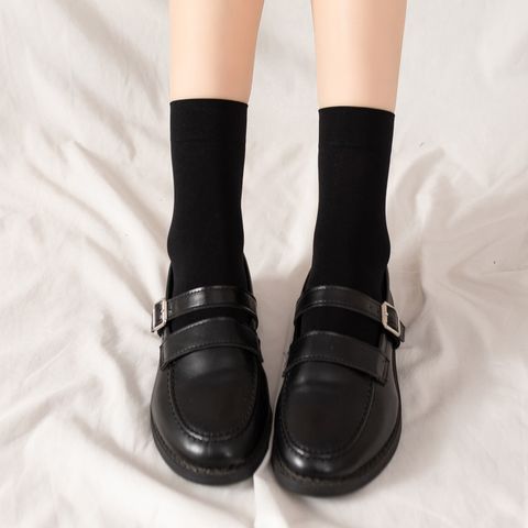 Women's Japanese Style Simple Style Solid Color Velvet Nylon Over The Knee Socks A Pair