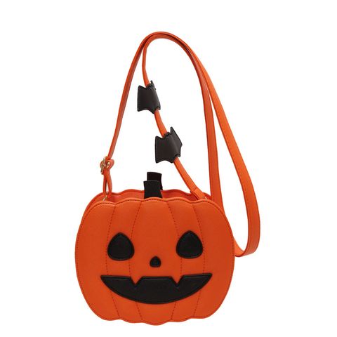 Women's Medium Summer Pu Leather Pumpkin Vintage Style Square Zipper Shoulder Bag