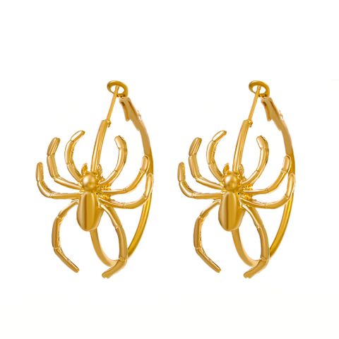 1 Pair Hip-hop Vintage Style Punk Spider Plating Alloy 14k Gold Plated Silver Plated Hoop Earrings