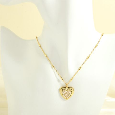 Elegant Luxurious Cross Devil's Eye Heart Shape Copper 18k Gold Plated Zircon Pendant Necklace In Bulk