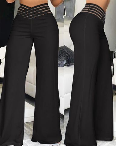 Women's Daily Street Casual Solid Color Full Length Wide Leg Pants