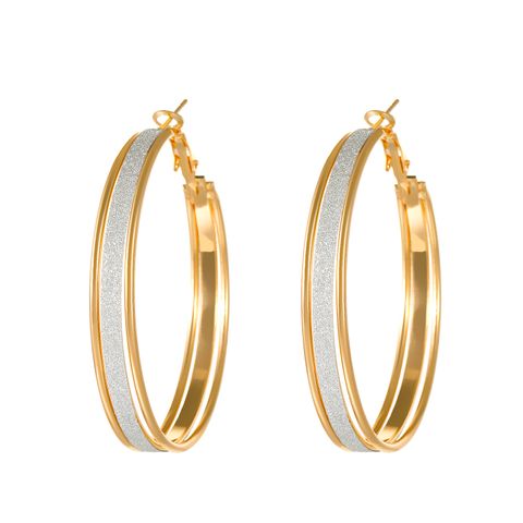 1 Pair Simple Style Circle Plating Alloy 14k Gold Plated Silver Plated Hoop Earrings