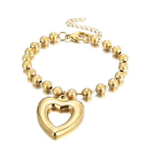 Stainless Steel 18K Gold Plated Streetwear Plating Heart Shape Bracelets Necklace