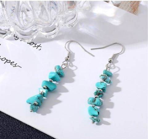 1 Pair Simple Style Star Water Droplets Tassel Chain Natural Stone Drop Earrings