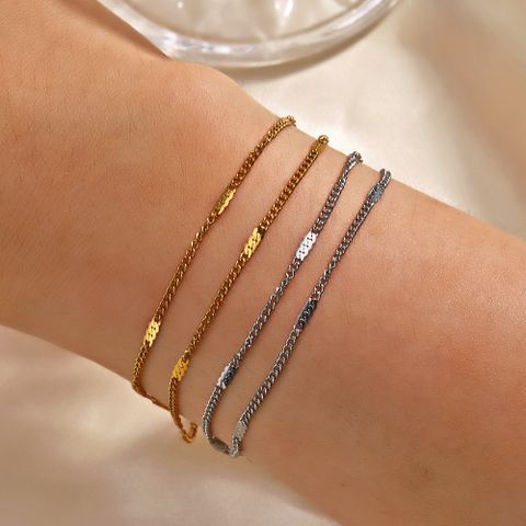 Basic Geometric 304 Stainless Steel 18K Gold Plated Bracelets In Bulk