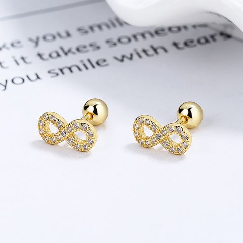 1 Pair Simple Style Geometric Plating Inlay Sterling Silver Gem Ear Studs