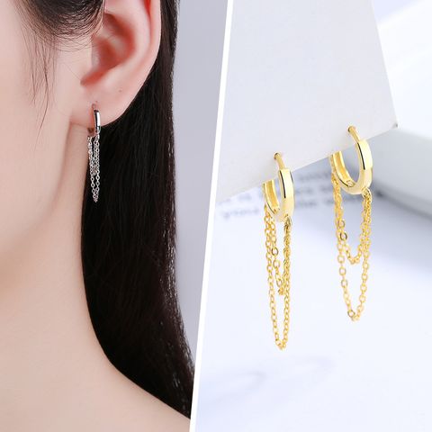 1 Pair Modern Style Solid Color Sterling Silver Earrings