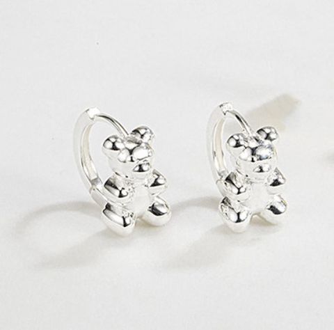 1 Pair Fashion Bear Plating Sterling Silver Earrings