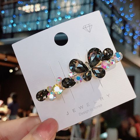 Sweet Butterfly Alloy Plating Inlay Artificial Gemstones Hair Clip