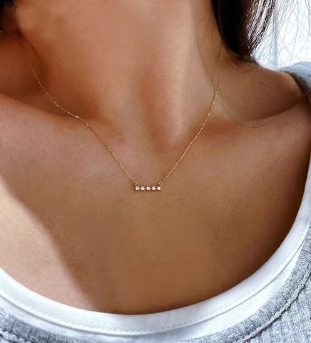 Simple Style Solid Color Sterling Silver Plating Inlay Zircon 14k Gold Plated Necklace