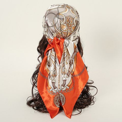 Women's Streetwear Printing Satin Printing Silk Scarf