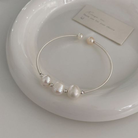 Basic Solid Color Freshwater Pearl Copper Bangle