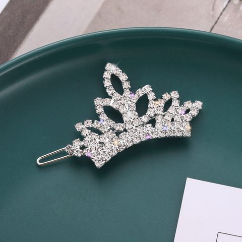 Women's Simple Style Crown Alloy Plating Inlay Rhinestones Hair Clip