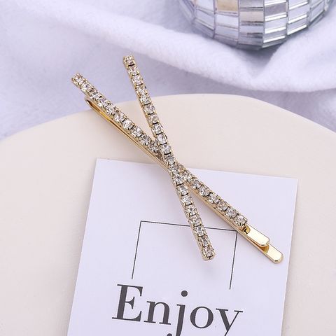 Sweet Solid Color Alloy Plating Inlay Rhinestones Hair Clip