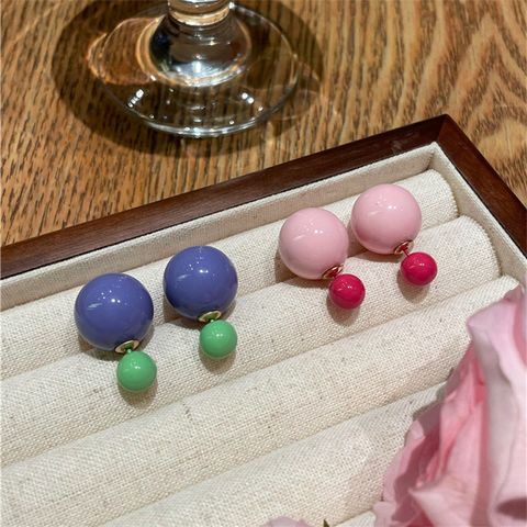 1 Pair Korean Style Ball Solid Color Resin Drop Earrings