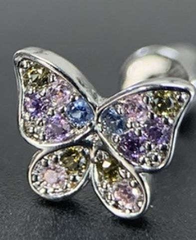 1 Piece Elegant Sweet Heart Shape Butterfly Inlay Copper Zircon Ear Studs