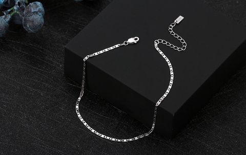 Beach Simple Style Solid Color Sterling Silver Plating 14k Gold Plated White Gold Plated Silver Plated Women's Anklet