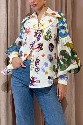 Women's Blouse Long Sleeve Blouses Printing Casual Vintage Style Cartoon