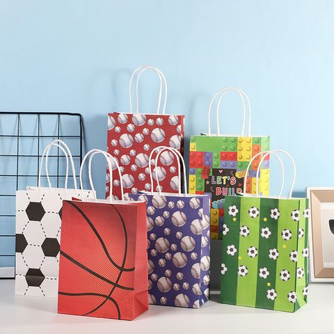 Sports Cartoon White Cowhide Party Gift Wrapping Supplies Gift Bags