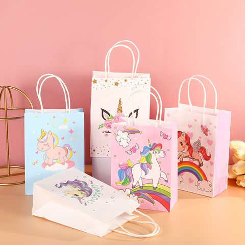 Cartoon Style Animal White Cowhide Wedding Party Birthday Gift Wrapping Supplies Gift Bags