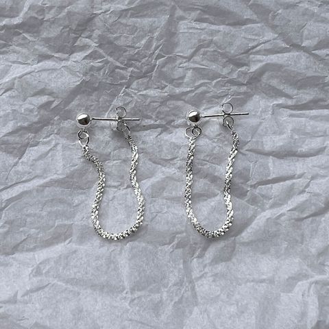 1 Pair Simple Style Solid Color Chain Sterling Silver Earrings