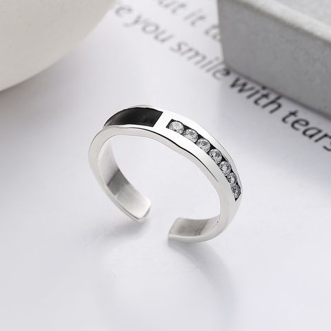 Modern Style Cool Style Geometric Sterling Silver Epoxy Inlay Zircon Rings