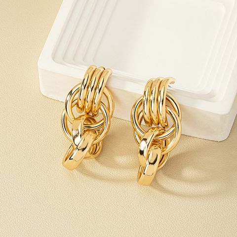 1 Pair French Style Simple Style Commute Round Plating Alloy Drop Earrings