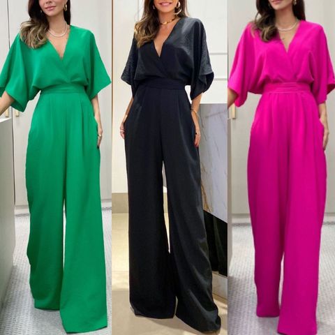 Women's Daily Simple Style Solid Color Full Length Jumpsuits