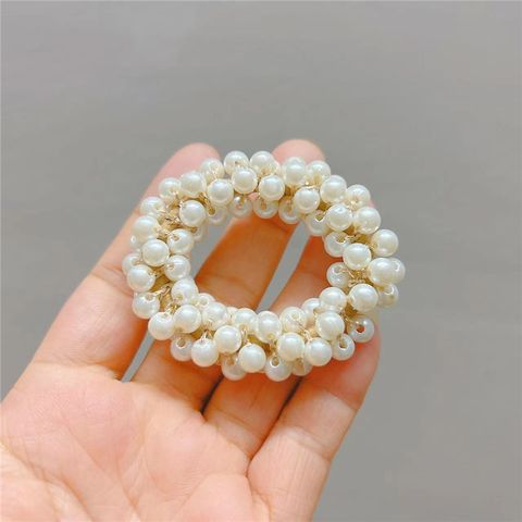 Cute Bow Knot Artificial Pearl Beaded Hair Tie